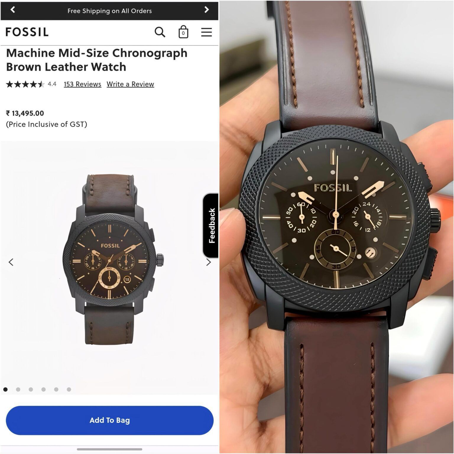 Fossil Machine Chronograph Analog Braun ion plated Dial Men's Watch